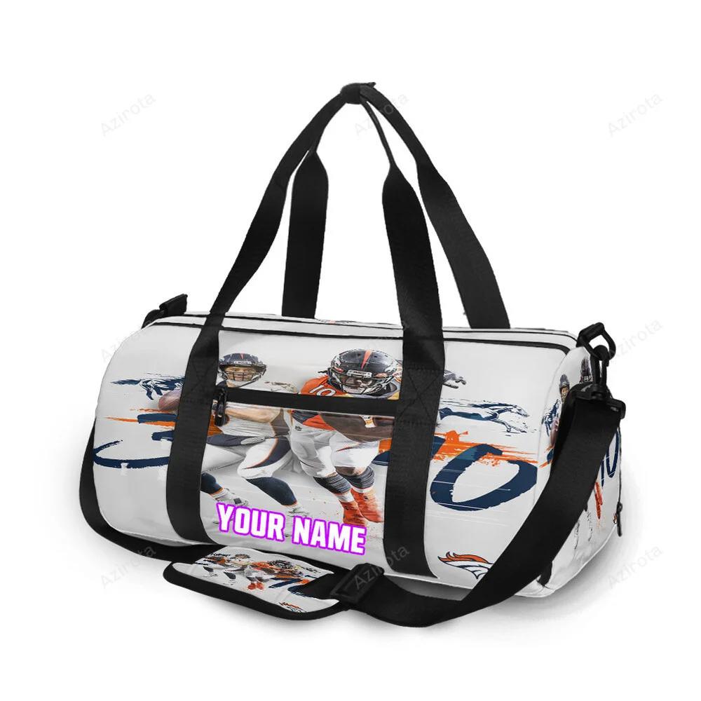 Denver broncos russell wilson x jerry jeudy v54 personalized name travel bag gym bag 1093 Travel Bag