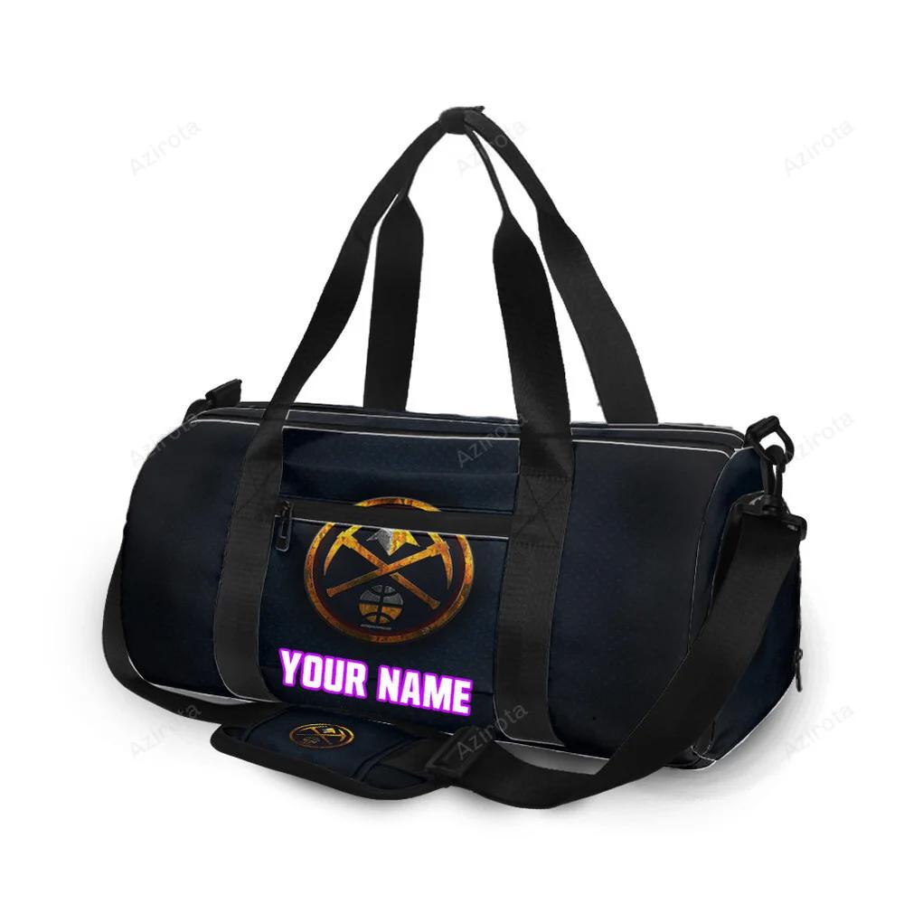 Denver nuggets golden black metal personalized name travel bag gym bag 272 Travel Bag