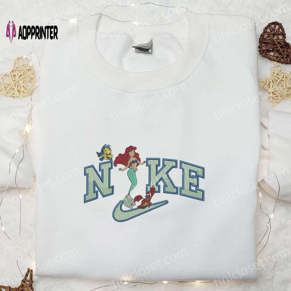 Disney gifts: nike x ariel embroidered sweatshirt & disney characters hoodie Embroidered Shirt