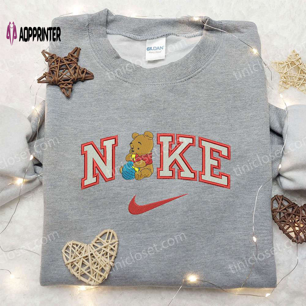 Disney winnie the pooh x nike embroidered sweatshirt: stylish nike inspired shirt Embroidered Shirt