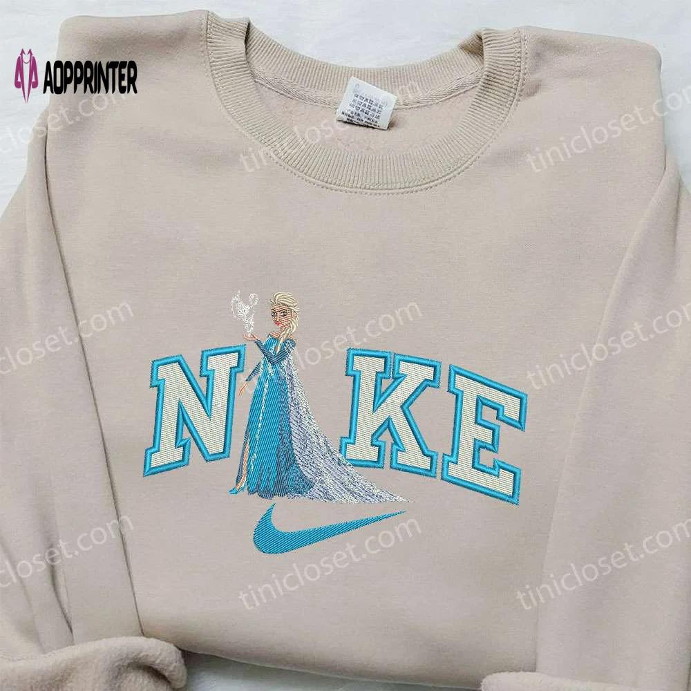 Elsa x nike swoosh embroidered shirt: frozen & custom nike design Embroidered Shirt