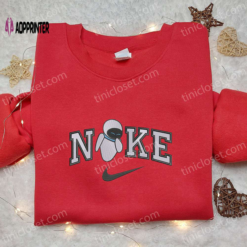 Eve x nike cartoon embroidered tshirt – wall e & nike inspired shirt Embroidered Shirt