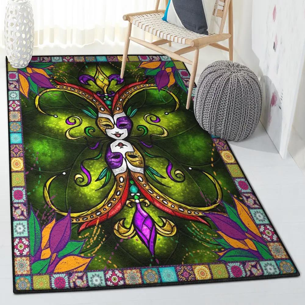 Fat tuesday modern area rugs, mardi gras carnival two masks gs rug Rectangle Rug