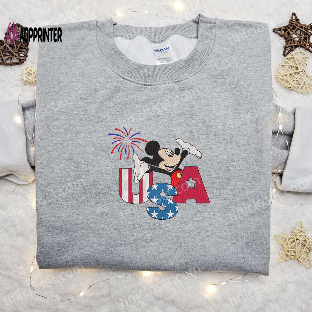 Firework usa mickey mouse embroidered shirt: disney s best patriotic shirts Embroidered Shirt
