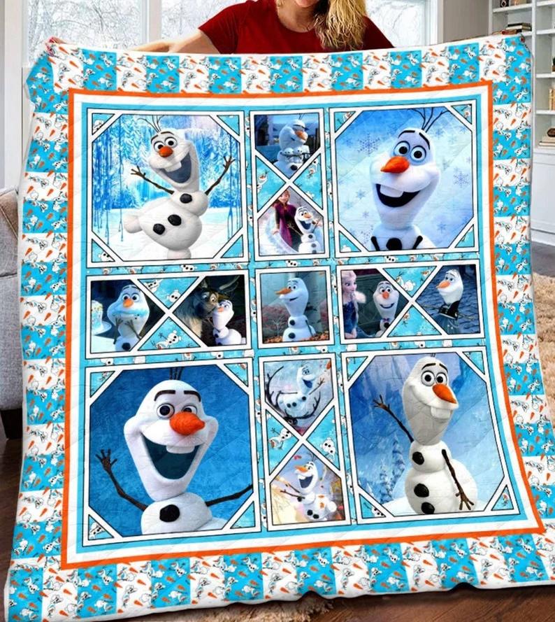 Frozen olaf blanket, olaf fleece blanket, olaf couch sofa blanket,elsa and olaf gift,christmas xmas gifts kids frozen birthday gifts Quilt Blanket