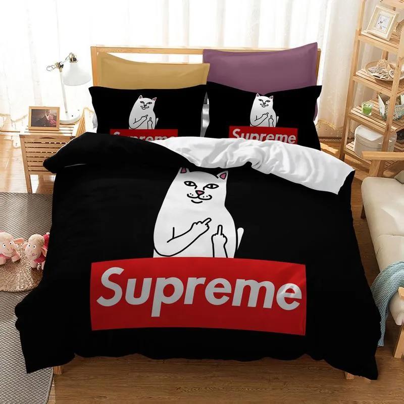 Funny supreme cat luxury brand bedding set bedspread duvet cover set home decorations Bedding Sets