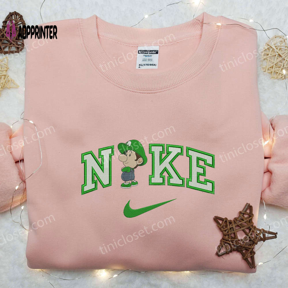 Game mario baby luigi x nike embroidered shirt: stylish nike embroidered shirt for fans Embroidered Shirt