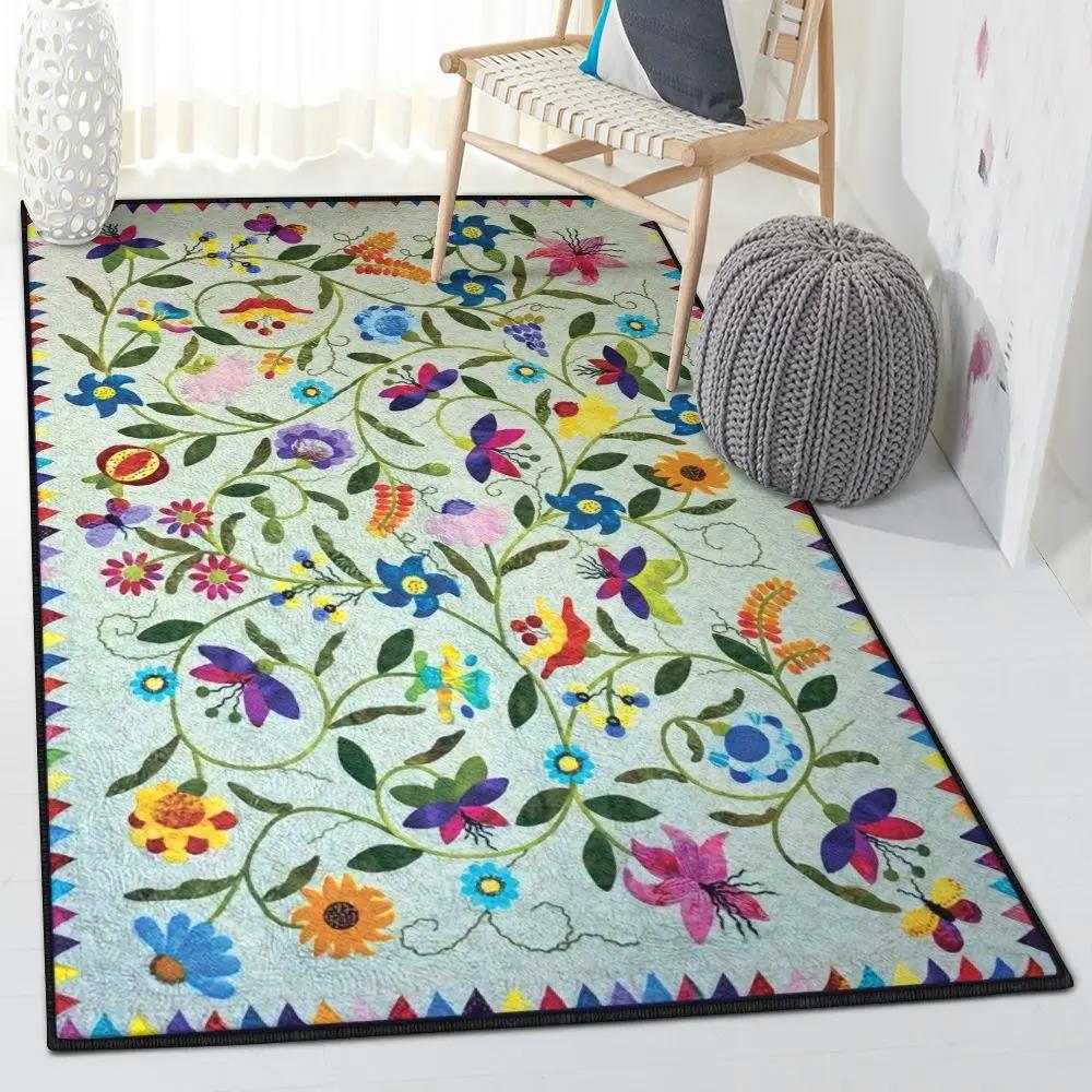 Garden bedroom rugs, flower garden rug Rectangle Rug