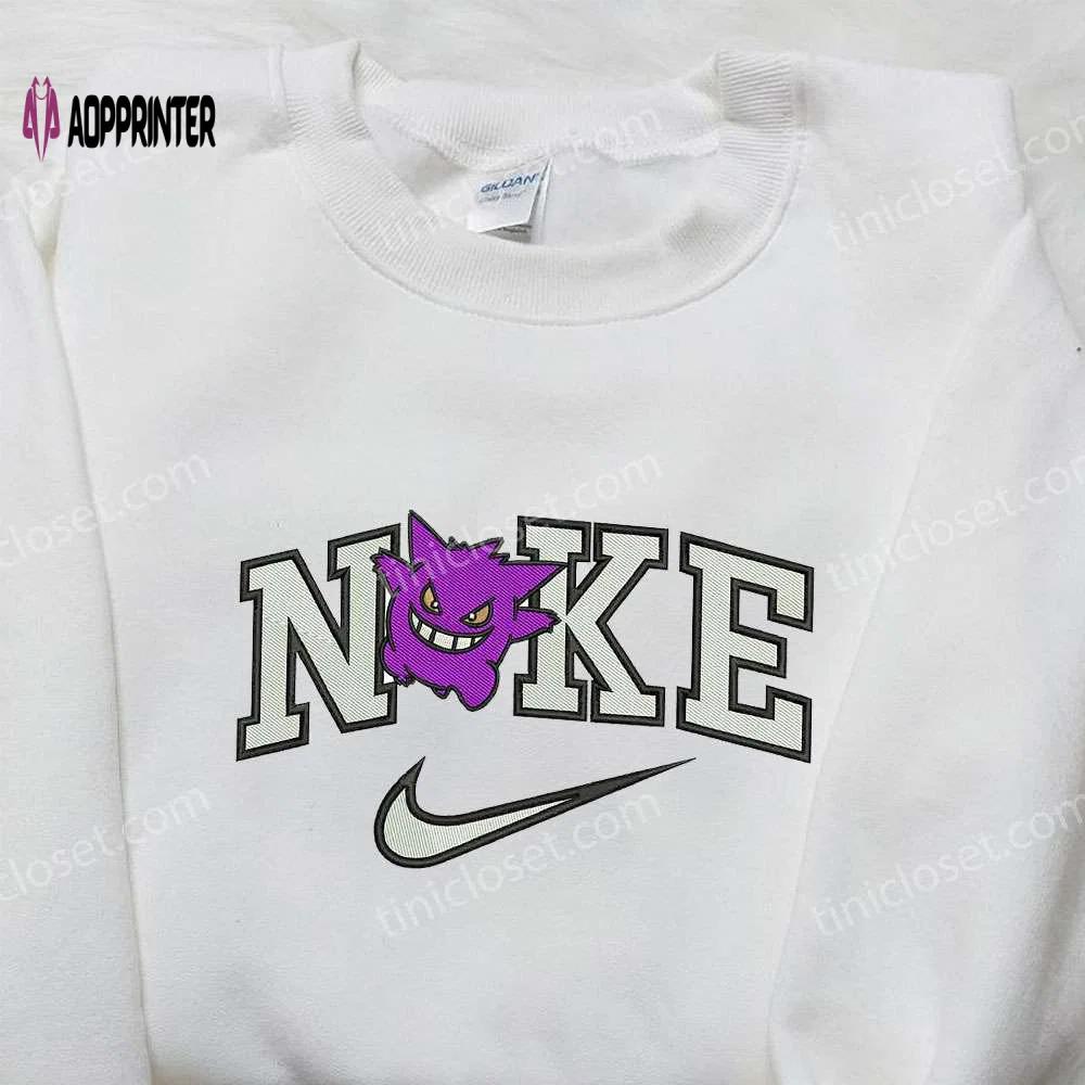 Gengar pokemon x nike embroidered shirt: anime and pokemon fans must-have! Embroidered Shirt