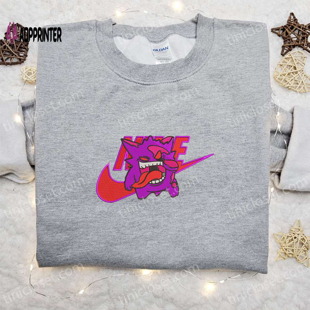 Gengar pokemon x nike embroidered sweatshirt & shirt – best family birthday gift ideas Embroidered Shirt