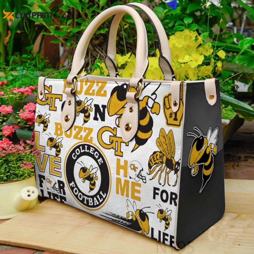 Georgia tech yellow jackets leather handbag gift for women 2710 Women Leather Hand Bag