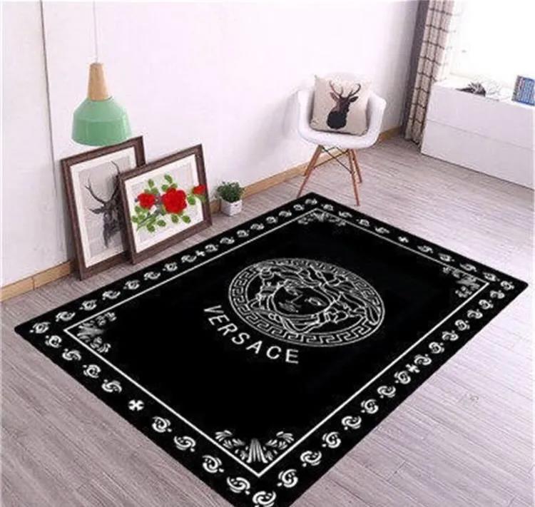 Gianni versace black logo type 258. Upgrade Your Living Room with Luxury Home Decor: Area Carpets, Floor Decor, Door Mats, and Hot Gift Items with style a High-End Fashion Brand Rectangle Rug