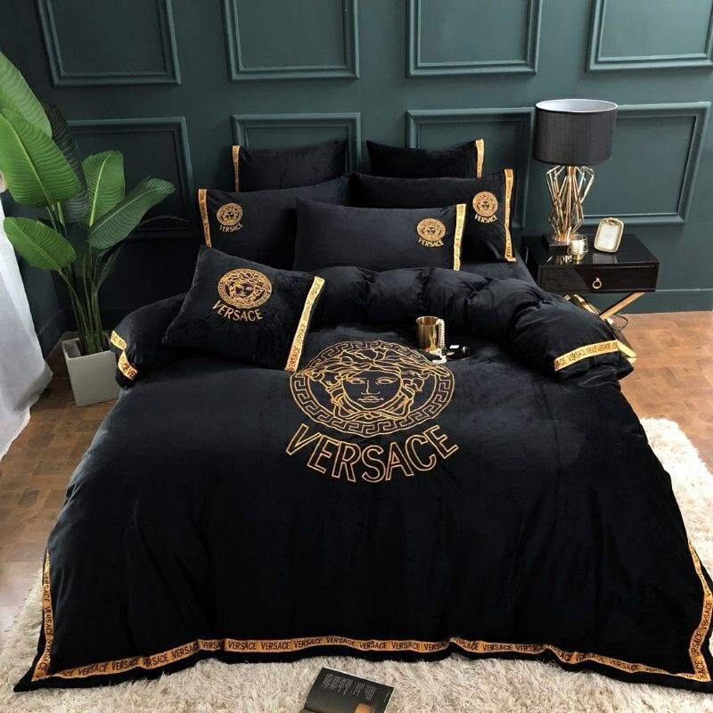 Gianni versace black luxury brand high-end     Bedding Sets bed linen bedroom idea bedspread bedclothes blankets covers home decor sheets duvet