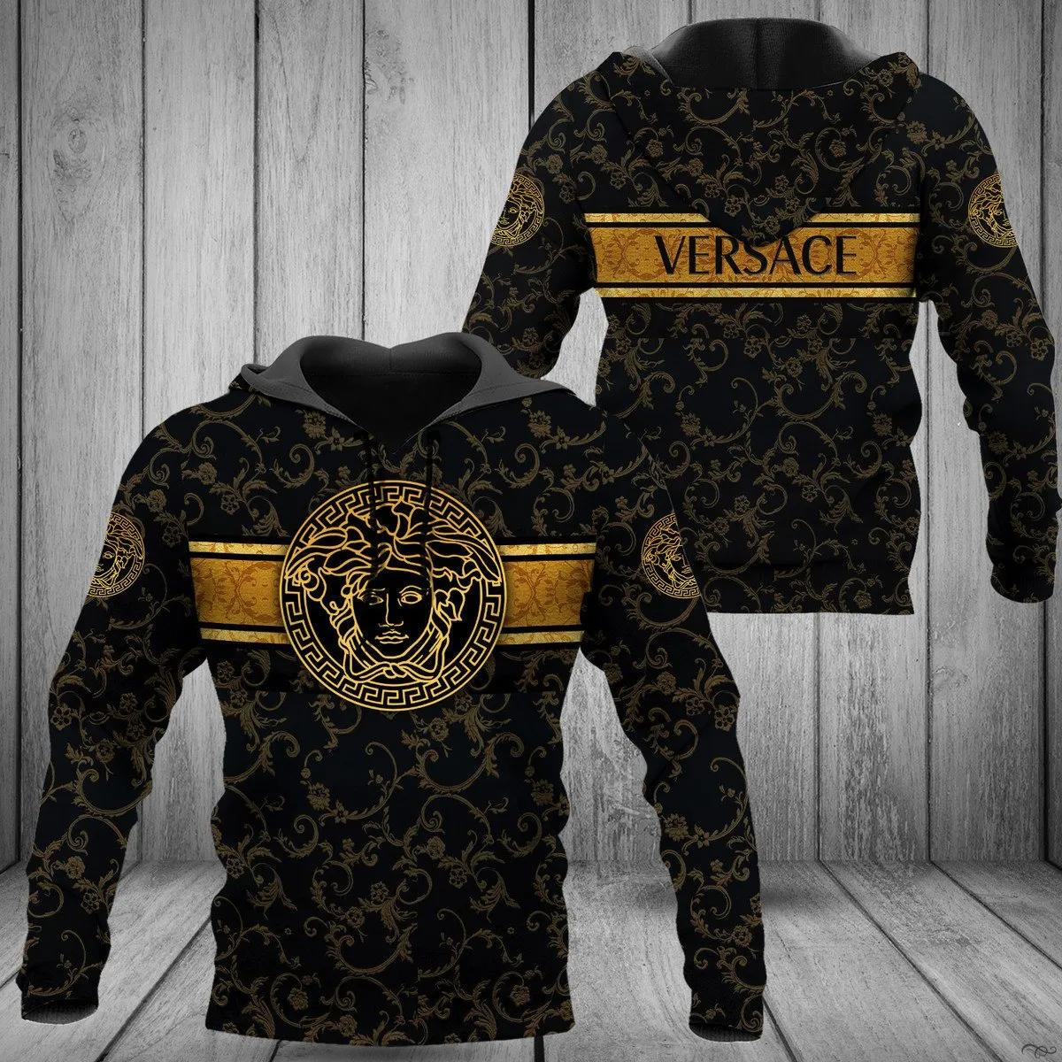 Gianni versace black unisex hoodie for men women luxury brand clothing clothes outfit Hoodie 3D