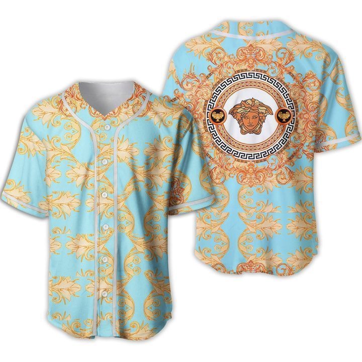 Gianni versace blue baseball jersey shirt luxury clothing clothes sport for men women hot 2023 Baseball Jersey Shirt