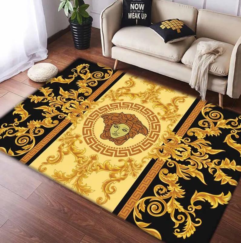Gianni versace gold logo type 1027. Upgrade Your Living Room with Luxury Home Decor: Area Carpets, Floor Decor, Door Mats, and Hot Gift Items with style a High-End Fashion Brand Rectangle Rug