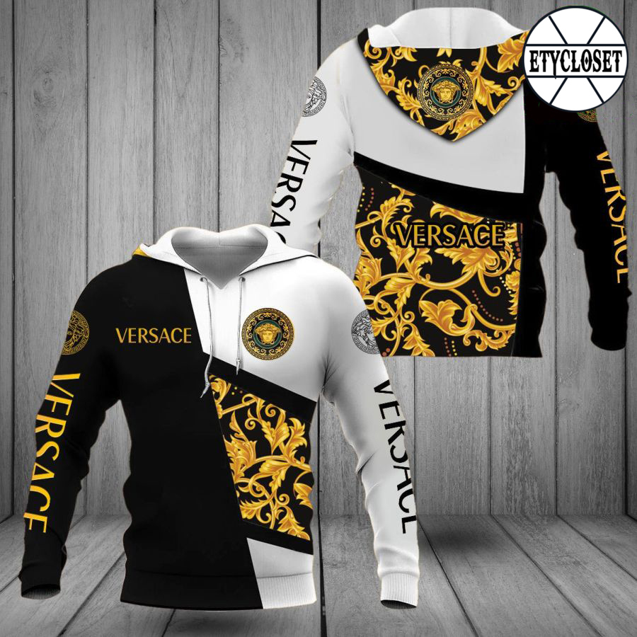 Gianni versace unisex hoodie foren womenuxury brand clothing clothes outfit 166 Zipper Hoodie 3D