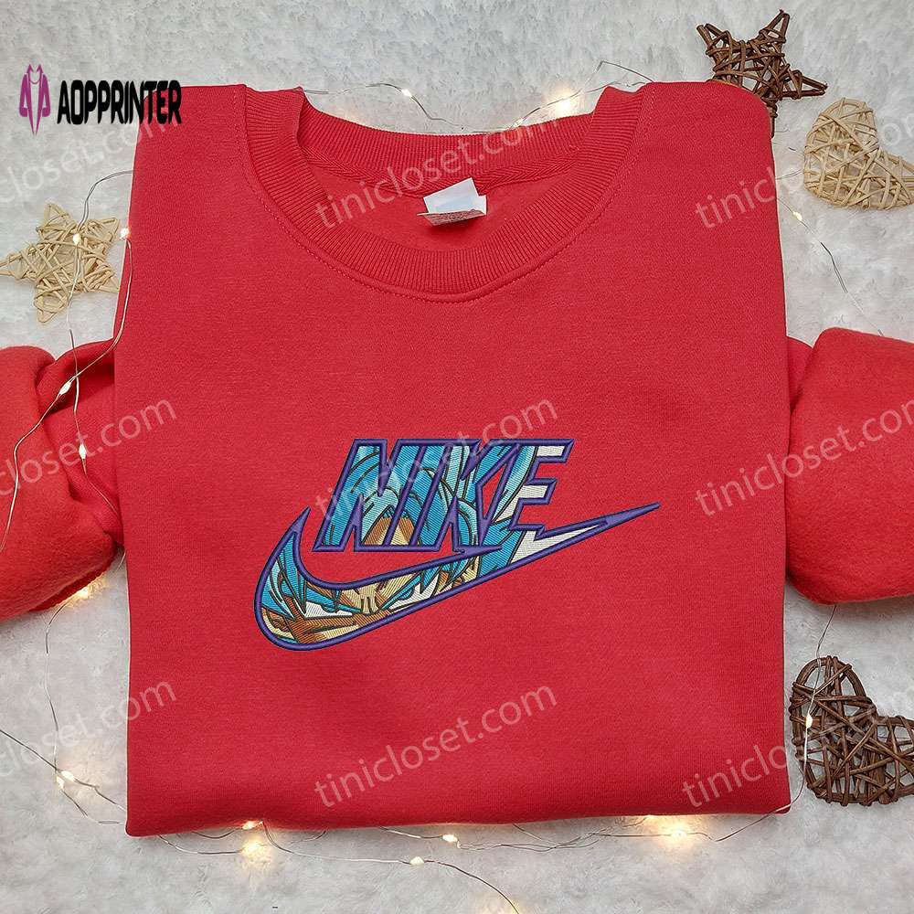 Goku blue x nike embroidered shirt: dragon ball custom apparel Embroidered Shirt