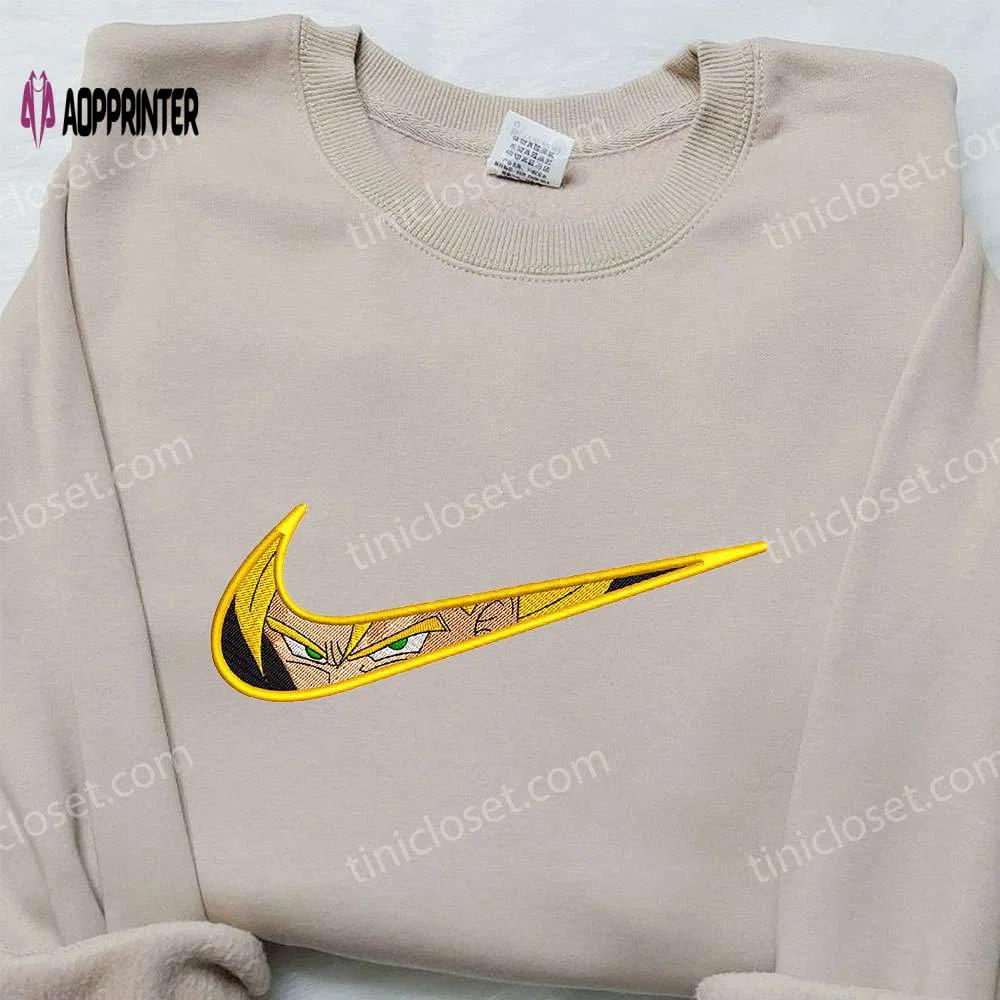 Goku super saiyan 2 x nike swoosh embroidered sweatshirt dragon ball shirt nike inspired Embroidered Shirt