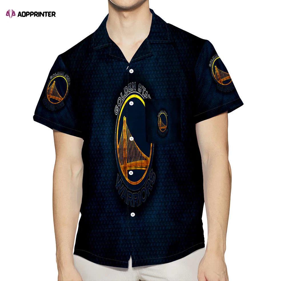 Golden state warriors emblem texture metal 3d all over print summer beach hawaiian shirt gift men women gift men women with pocket Hawaii Shirt