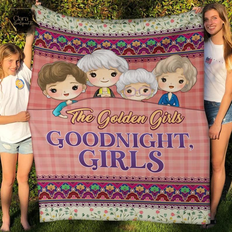 Good night golden chibi girls remember golden fleece blanket, mink sherpa blanket, golden girls blanket, golden girls fan gift Quilt Blanket