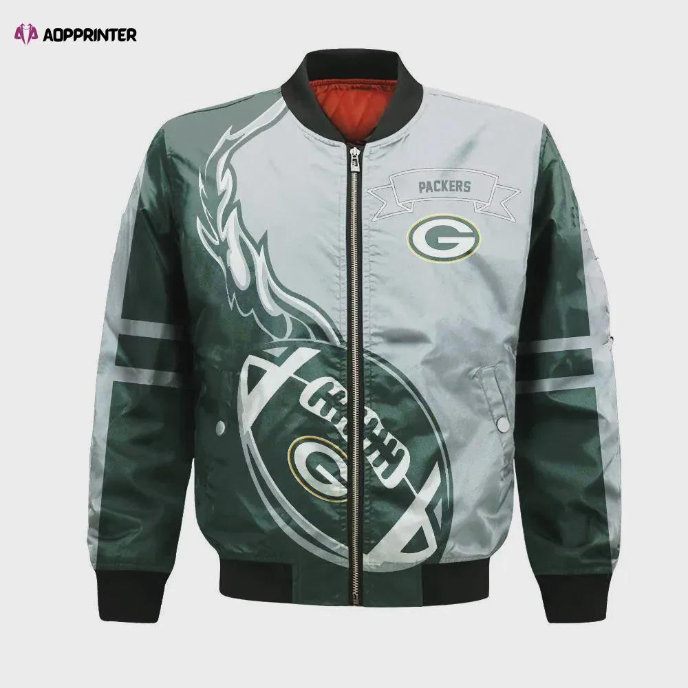 Green bay packers bomber jacket 3d printed flame ball pattern Bomber Jacket