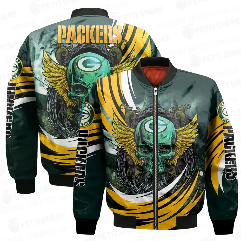 Green bay packers halloween magic pattern 3d bomber jacket Bomber Jacket