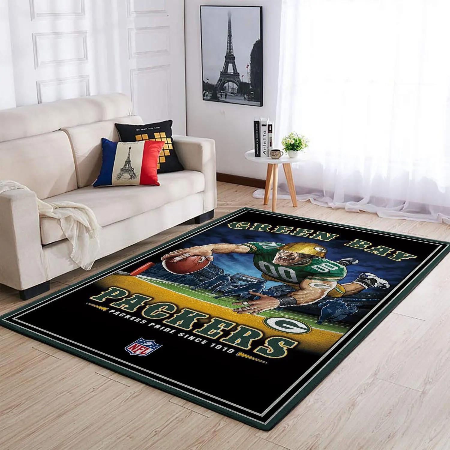 Green bay packers nfl team pride rectangle living room regtangle carpet Rectangle Rug