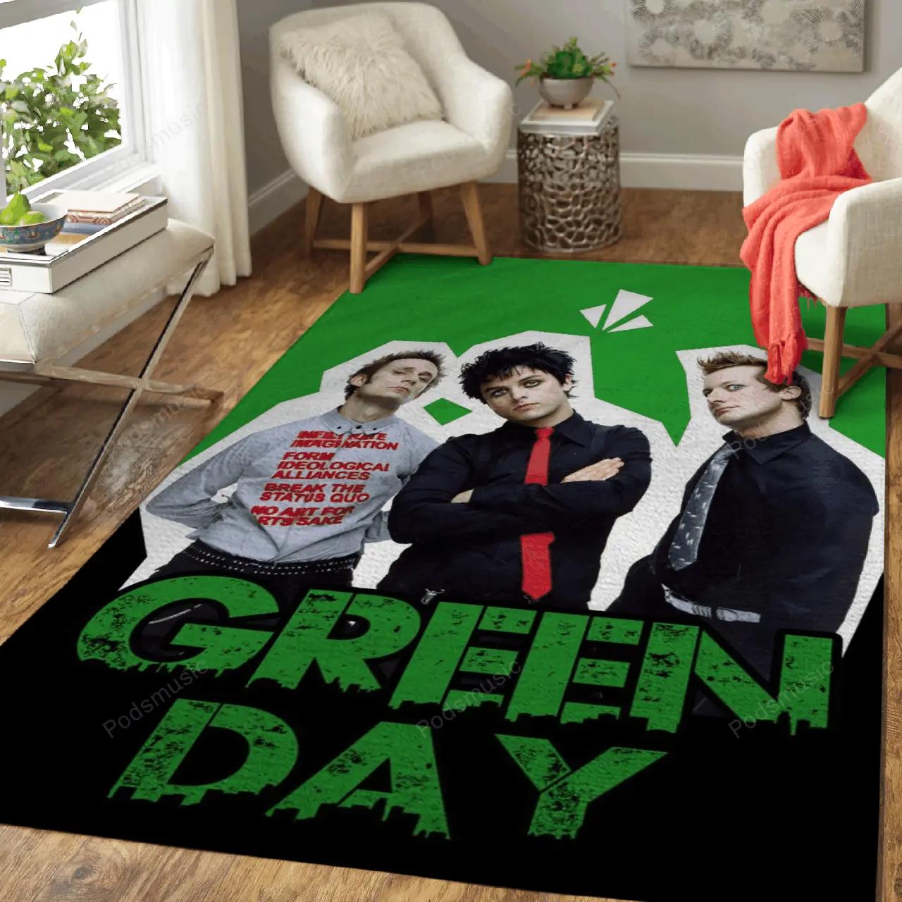 Green day all about music art for fans area rug living room carpet rug regtangle carpet floor decor home decor Rectangle Rug