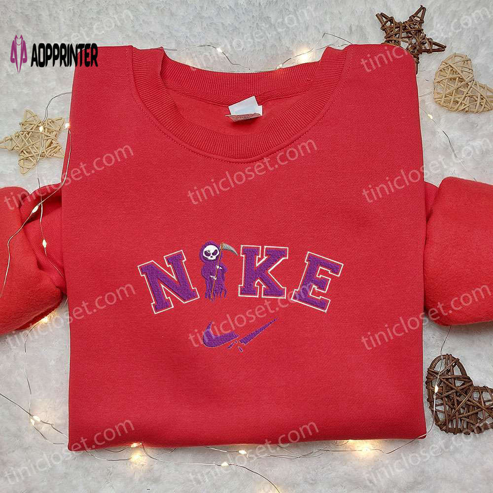 Grim reaper x nike embroidered hoodie & shirt: best halloween gift ideas Embroidered Shirt