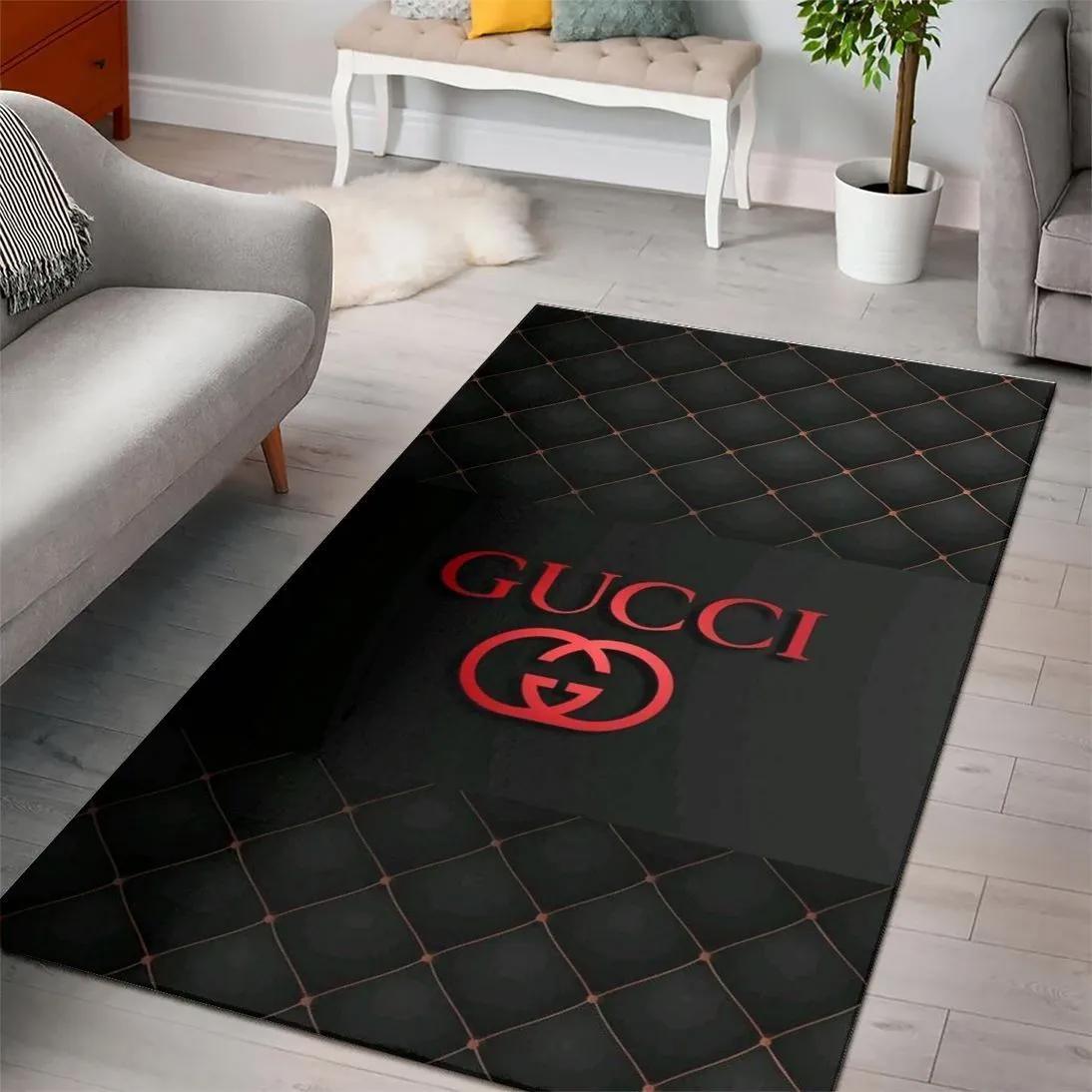 Gucci black logo type 1016. Upgrade Your Living Room with Luxury Home Decor: Area Carpets, Floor Decor, Door Mats, and Hot Gift Items with style a High-End Fashion Brand Rectangle Rug