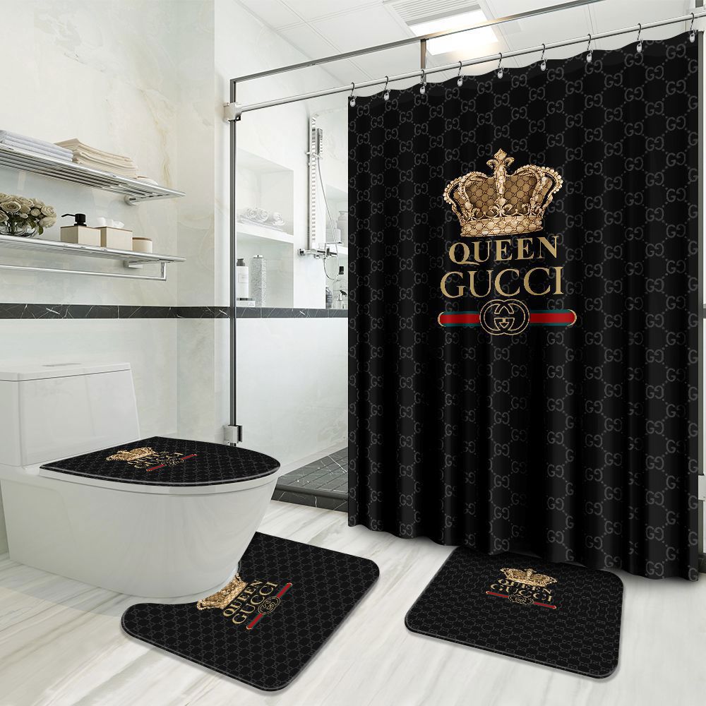 Gucci black queen luxury brand logo premium bathroom set home decor Bathroom Set