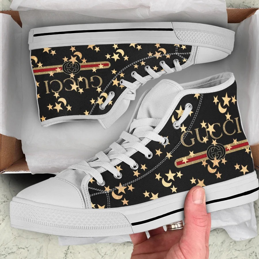 Gucci black star high top canvas shoes sneakers hot best for men women hot 2023 38 High Top Canvas Shoes