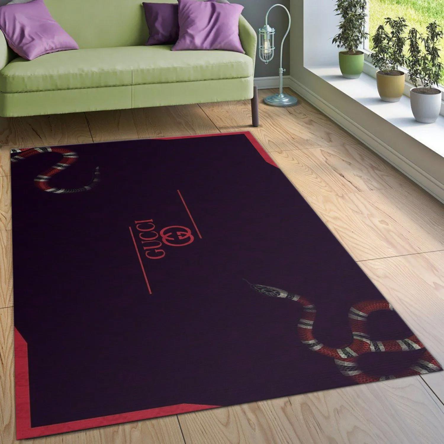 Gucci logo type 760. Upgrade Your Living Room with Luxury Home Decor: Area Carpets, Floor Decor, Door Mats, and Hot Gift Items with style a High-End Fashion Brand Rectangle Rug