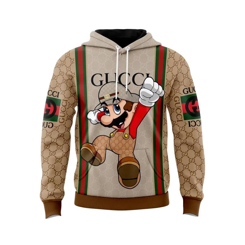 Gucci mario beige unisex hoodie outfit for men women luxury brand clothing special gift Hoodie 3D