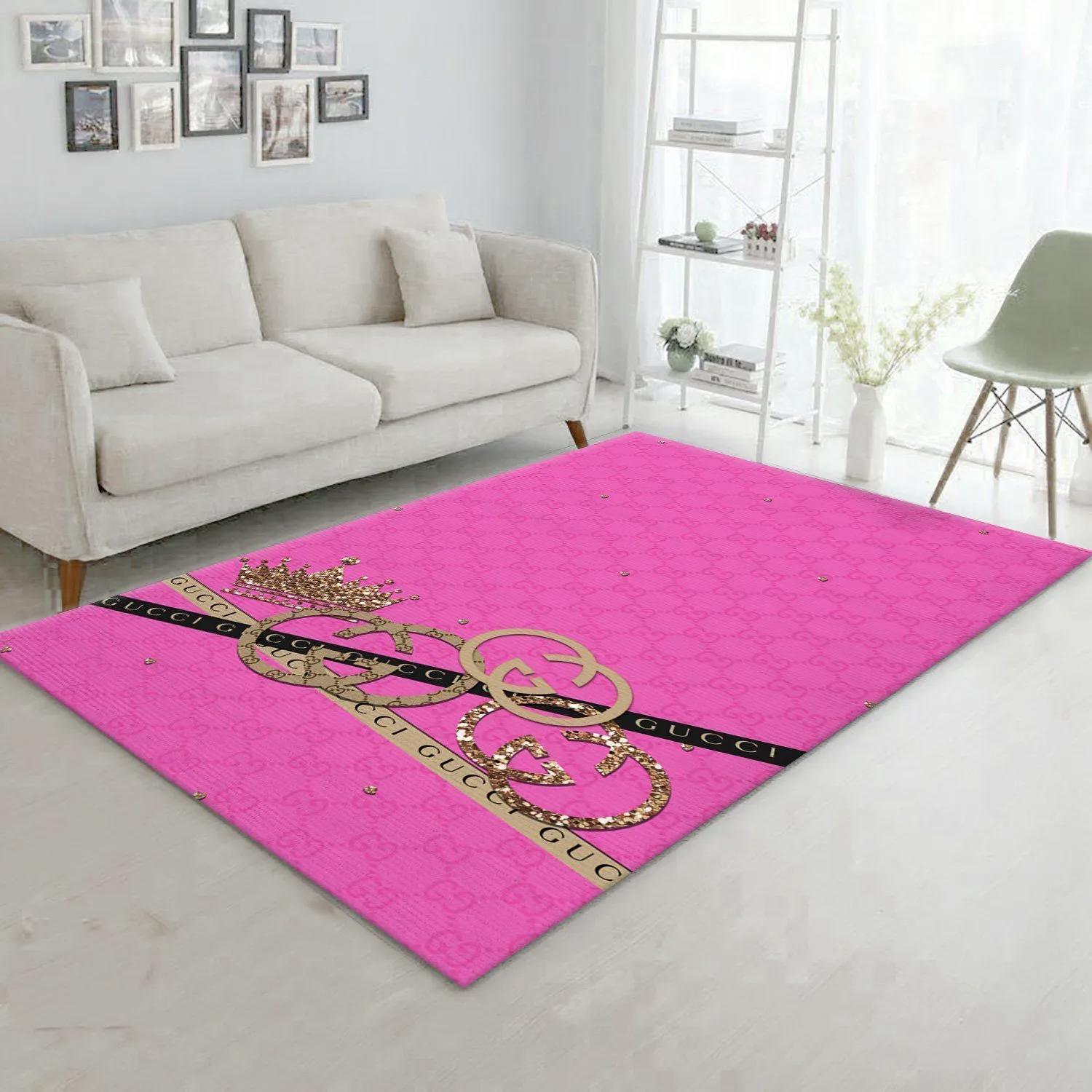 Gucci pink logo type 958. Upgrade Your Living Room with Luxury Home Decor: Area Carpets, Floor Decor, Door Mats, and Hot Gift Items with style a High-End Fashion Brand Rectangle Rug