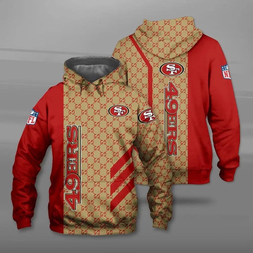 Gucci san francisco 49ers nfl unisex hoodie for men women luxury brand clothing clothes outfit Hoodie 3D