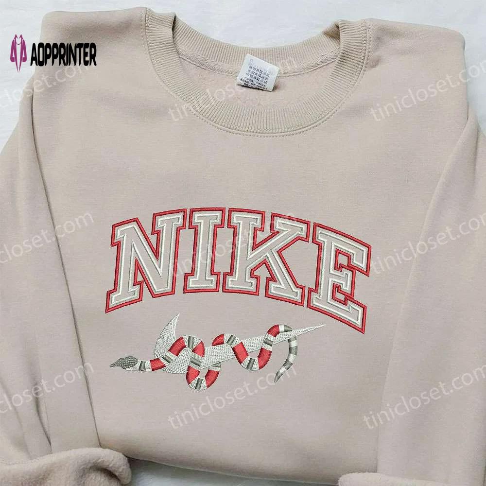 Gucci snake x nike embroidered sweatshirt – trendy brand shirt with nike inspired embroidery Embroidered Shirt