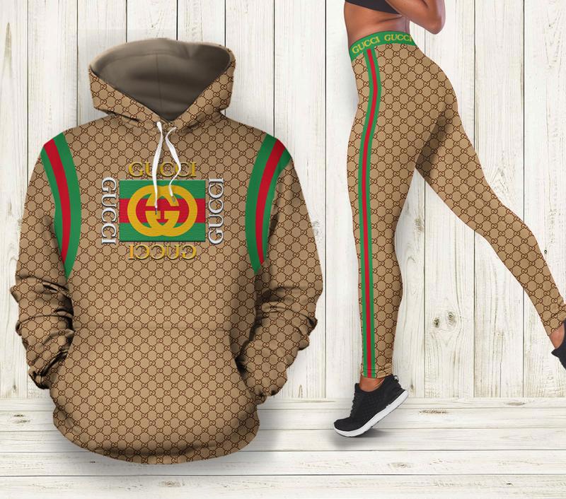 Gucci stripe hoodie leggings luxury brand clothing clothes outfit for women 153 hcst 48 Hoodie Leggings Set