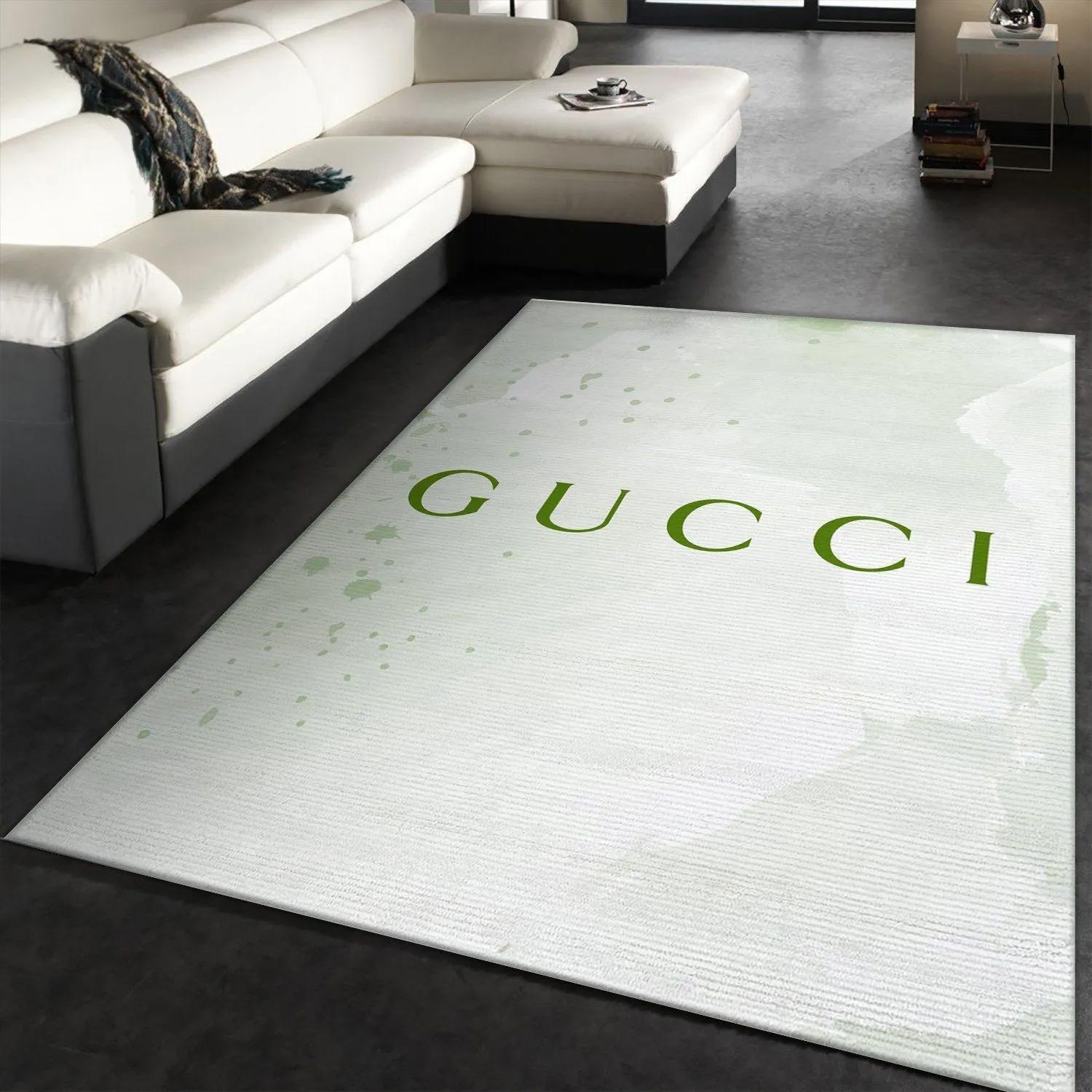 Gucci white logo type 893. Upgrade Your Living Room with Luxury Home Decor: Area Carpets, Floor Decor, Door Mats, and Hot Gift Items with style a High-End Fashion Brand Rectangle Rug