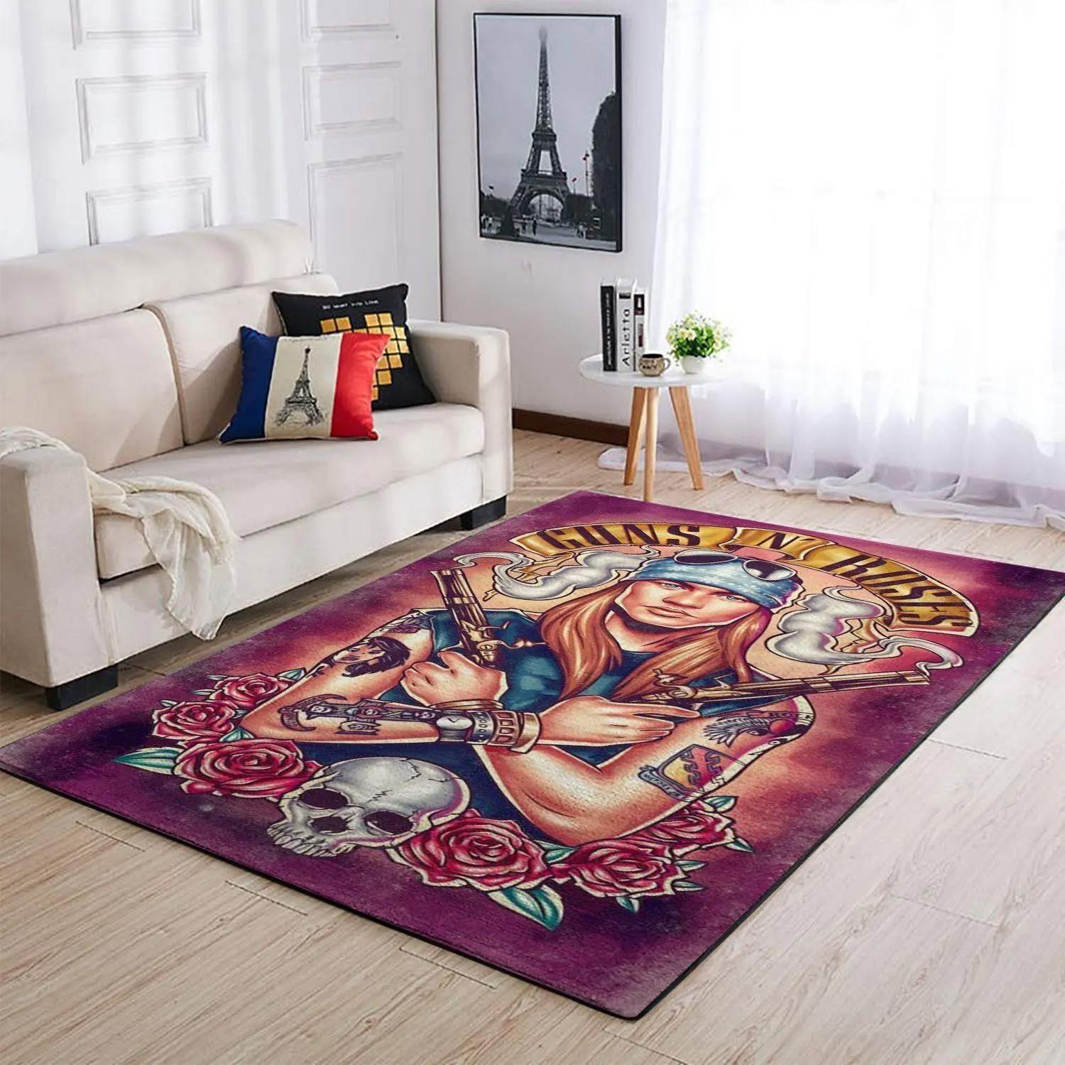 Guns n’ roses area rug music rug regtangle carpet floor decor home decor v11335 Rectangle Rug