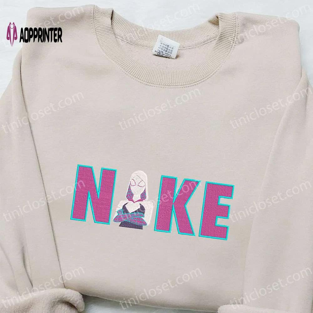 Gwen stacy x nike cartoon embroidered tshirt: marvel comic inspired shirt Embroidered Shirt