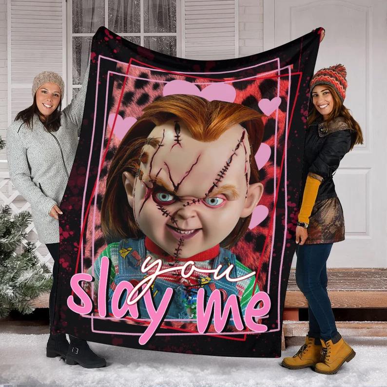 Halloween decorations halloween horror movie fans blanket, you slay we - horror movie scary movie, horror movie characters blanket, fleece mink sherpa blanket Quilt Blanket