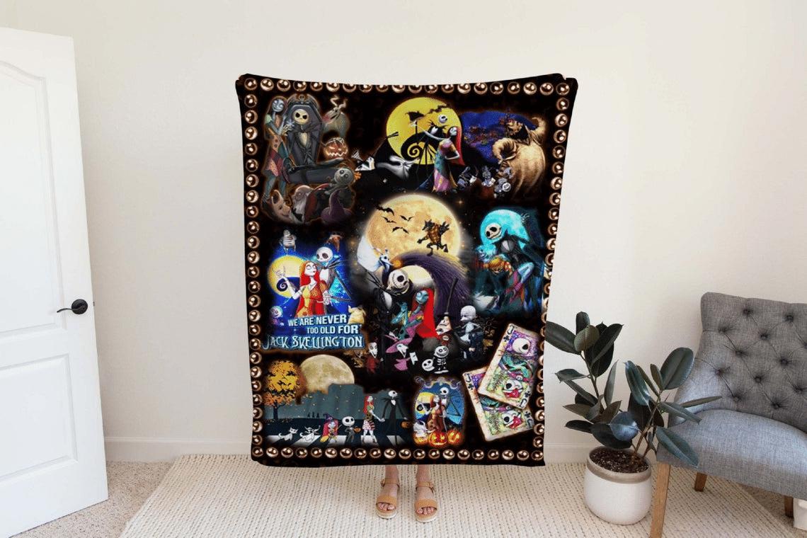 Halloween decorations jack skellington and sally halloween fleece & quilt blanket av0001170 Quilt Blanket