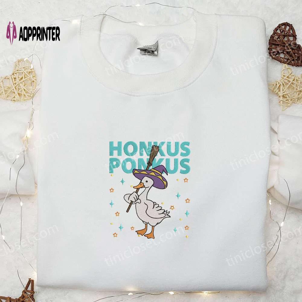 Halloween honkus ponkus silly goose embroidered shirt – spooktacular animal halloween shirt Embroidered Shirt