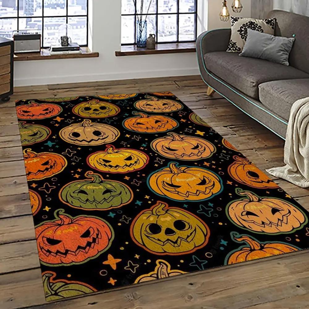 Halloween style pumpkin autumn retangle carpet area rug home decor halloween gift hal13 Rectangle Rug