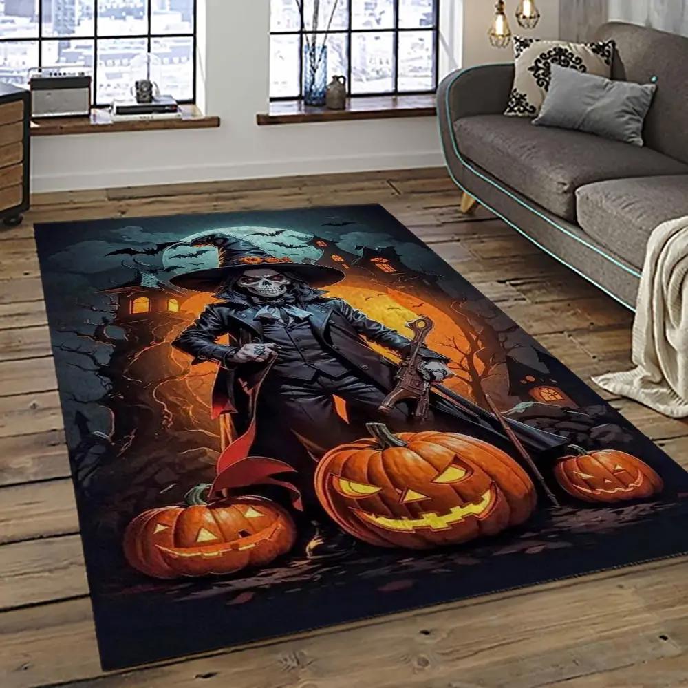 Halloween style pumpkin autumn retangle carpet area rug home decor halloween gift hal56 Rectangle Rug