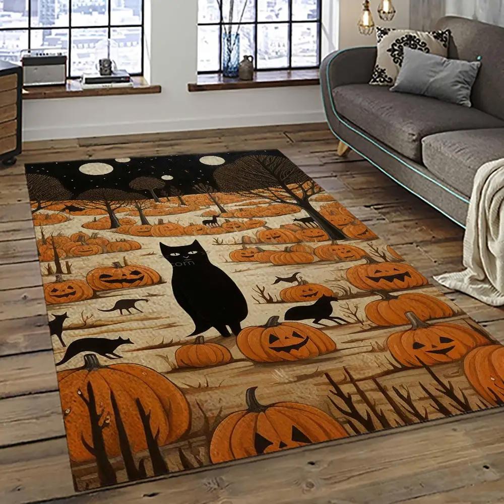 Halloween style pumpkin autumn retangle carpet area rug home decor halloween gift hal82 Rectangle Rug