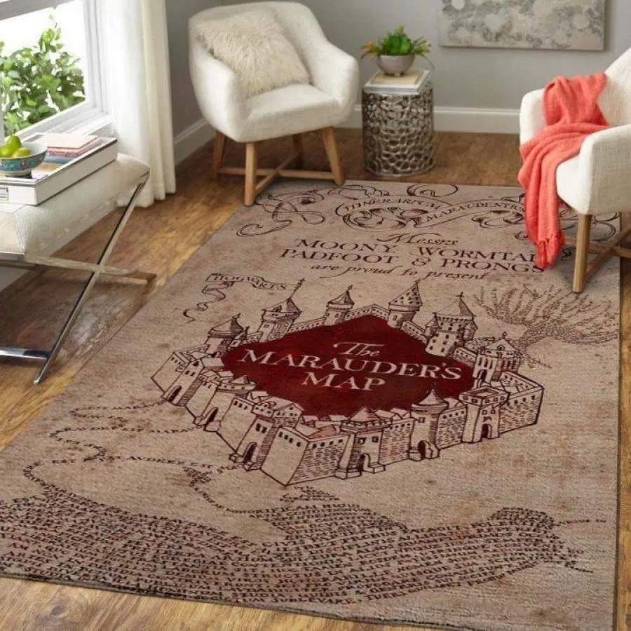 Harry potter marauders map area rug living room rug home decor movie ofd hp06 Rectangle Rug