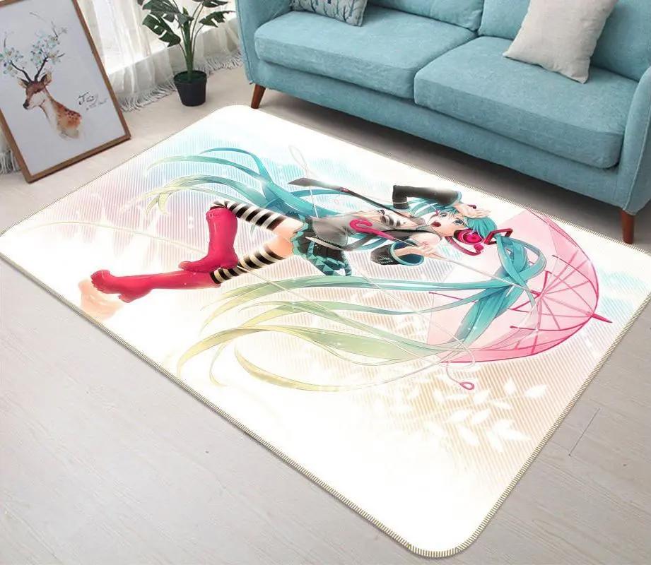 Hatsune miku anime 77 area rug living room and bed room rug rug regtangle carpet floor decor home decor Rectangle Rug